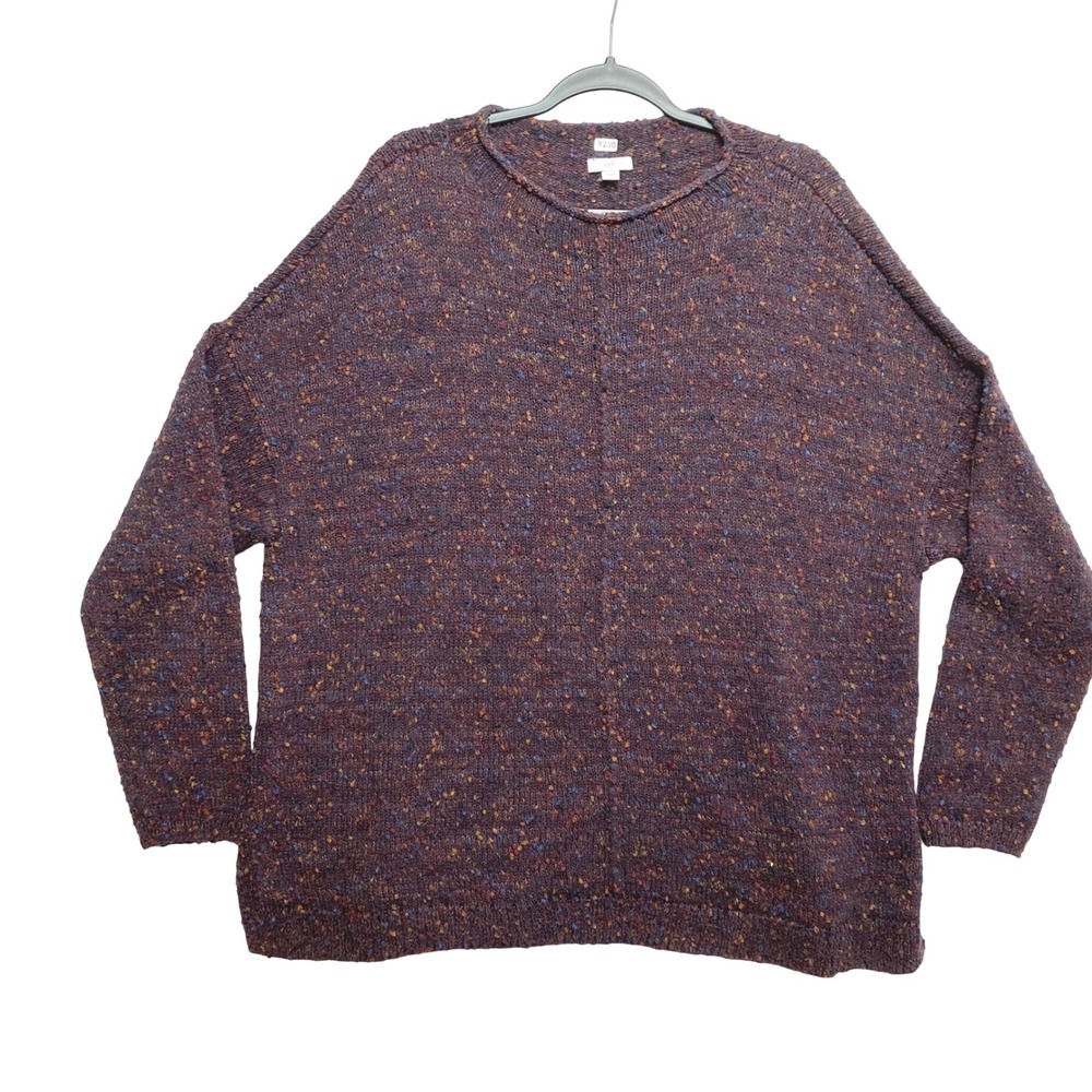 J. Jill Oversized Sweater Womens Large Purple Speckled Knit Pullover